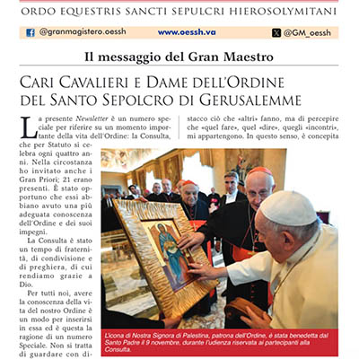 È online il fascicolo n. 71 de “La Croce di Gerusalemme”, newsletter trimestrale del Gran Magistero